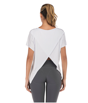 Nyári V-nyakú sportpóló nyitott háttal nőknek